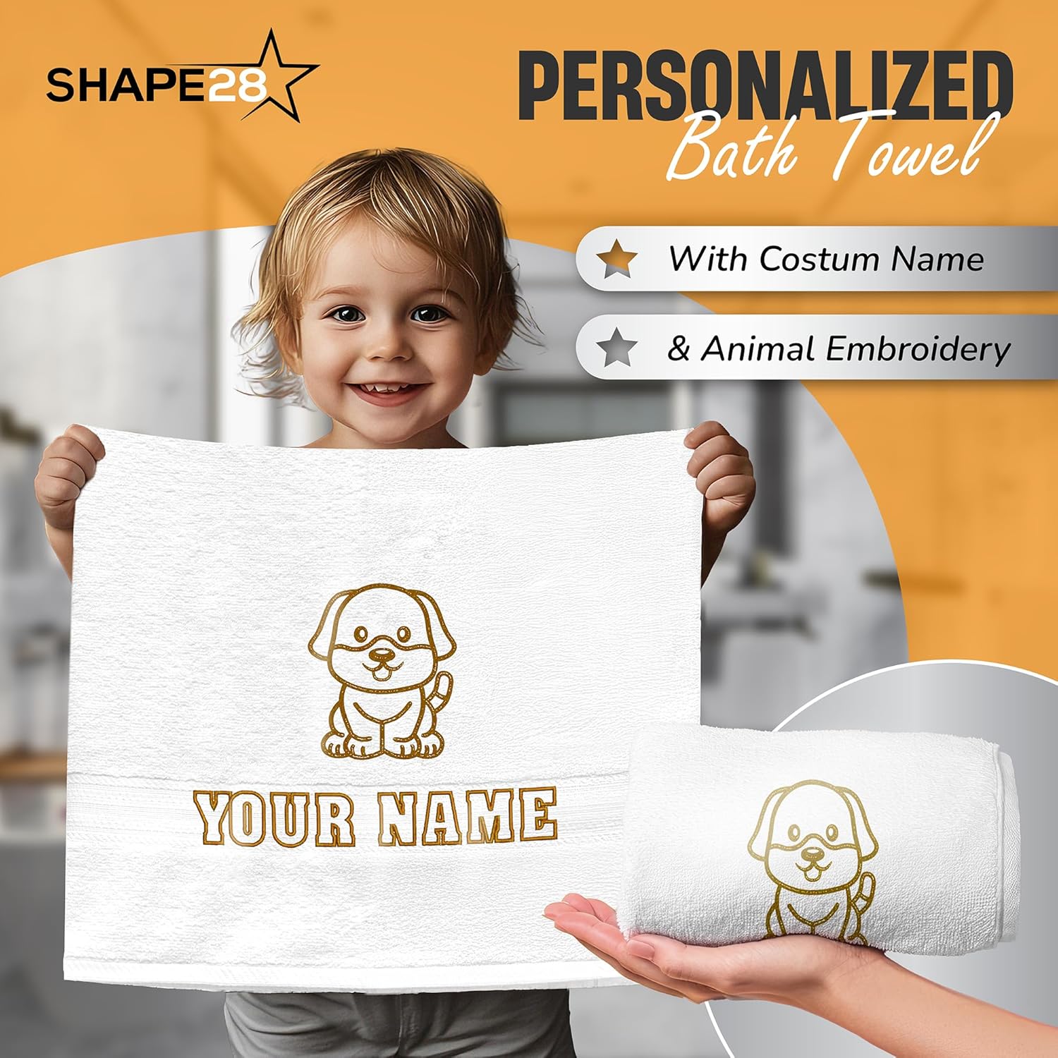 Shape28 Personalized Bath Towel with Animal Design - 54x27