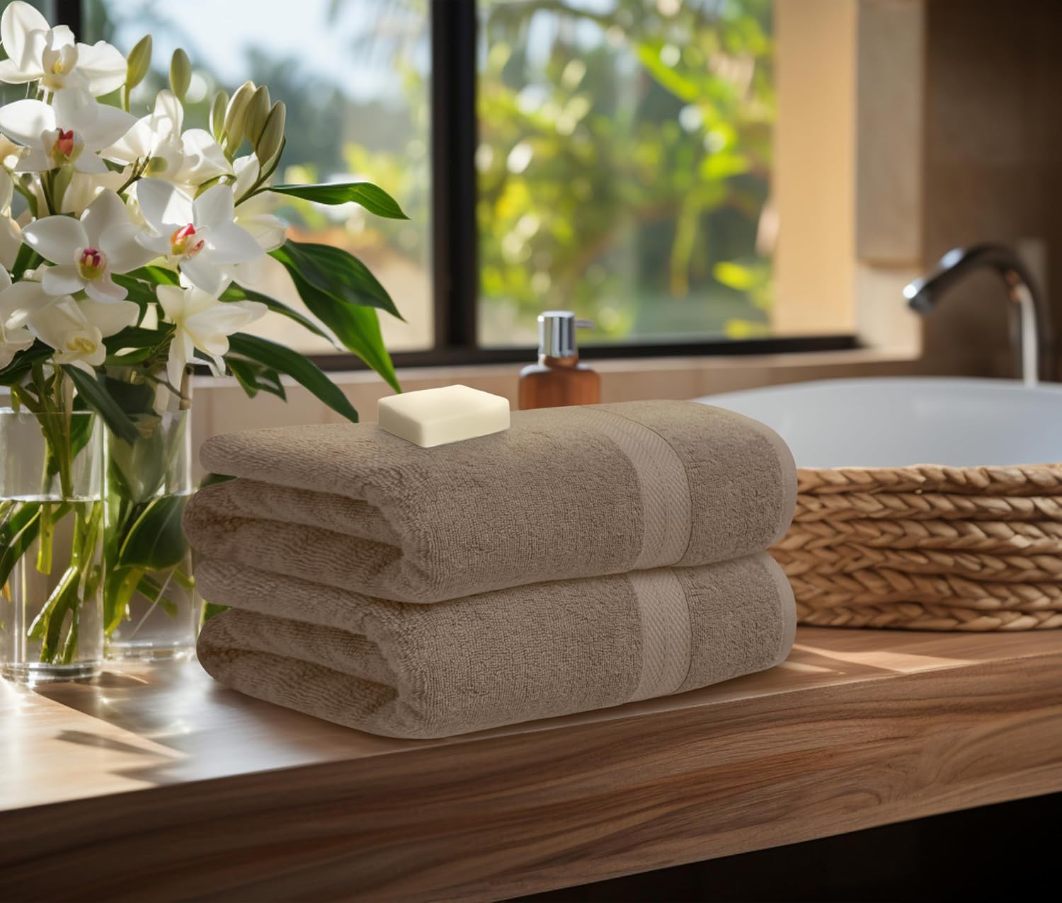 Avalon Towels 4 Pack 27x54 Bath Towels Beige