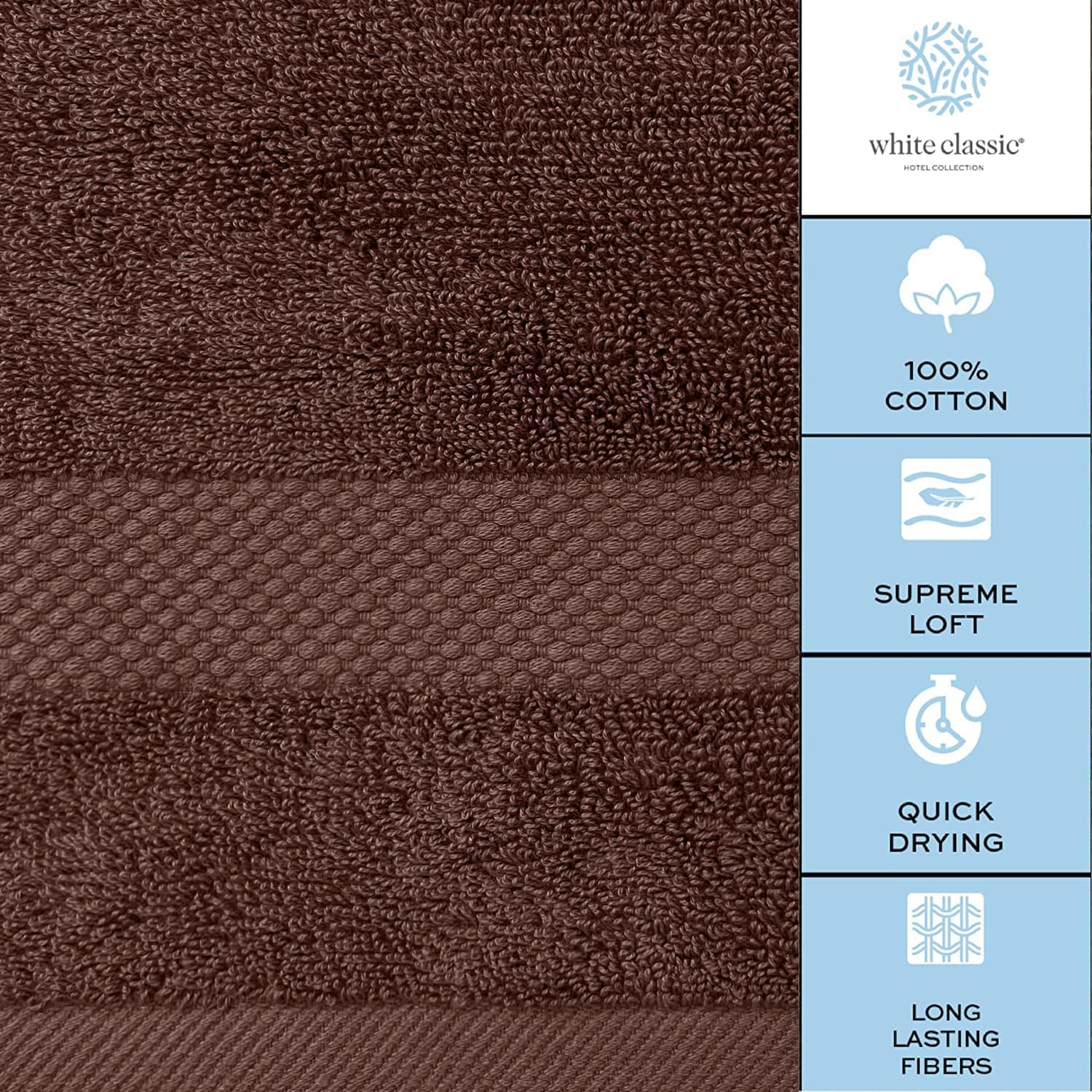 White Classic Luxury Bath Towels 30x56 4 Pack
