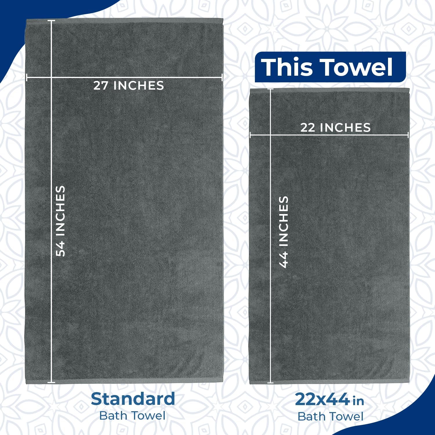 DAN RIVER 4 Pack Bath Towels 22x44 Inches Super Soft Quick Dry