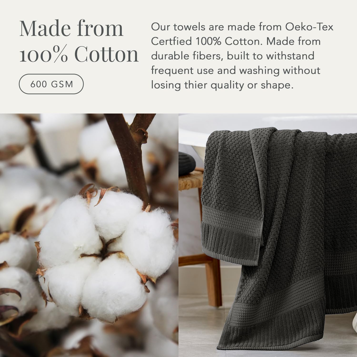 NY Loft 100 Cotton Bath Towel Set 4 Pack