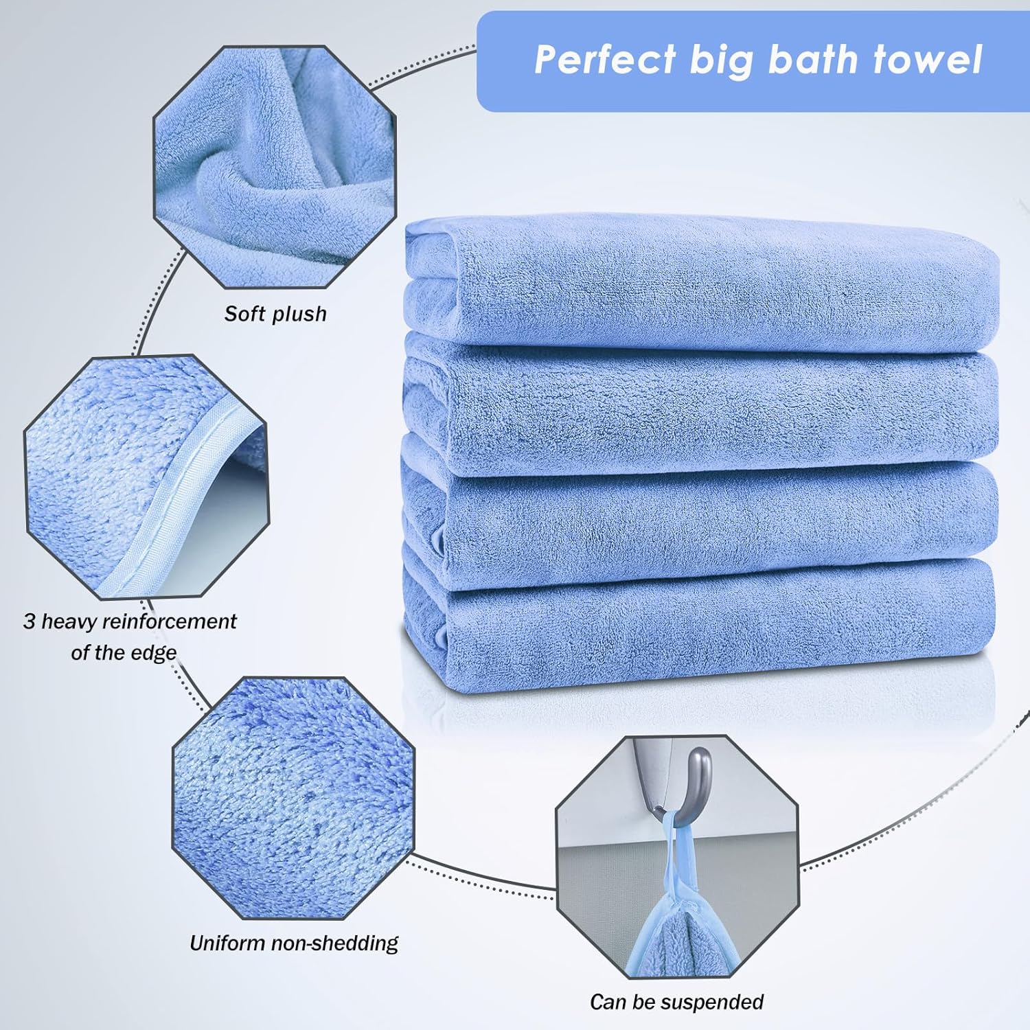 GraceAier Ultra Soft Bath Towels 4 Pack 1