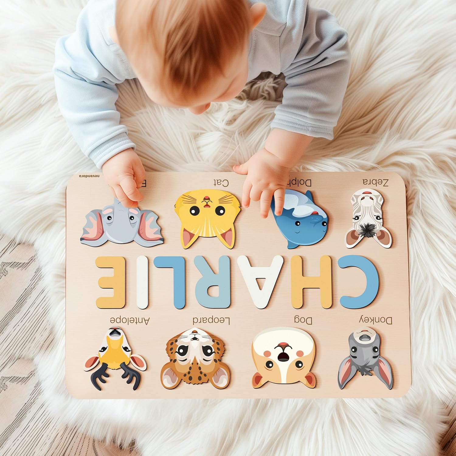 Personalized Wooden Name Puzzle for Baby Handmade and Safe