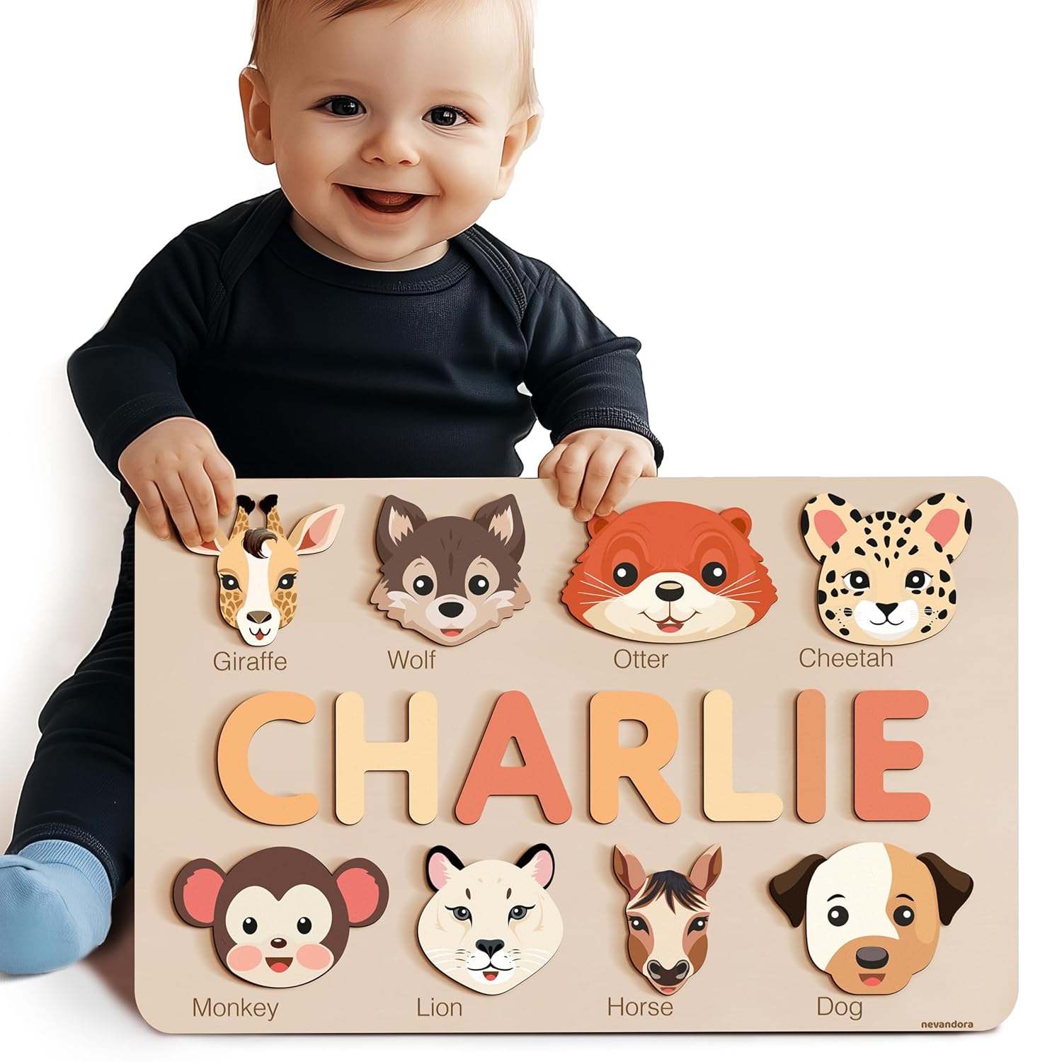 Personalized Wooden Name Puzzle for Baby Handmade and Safe