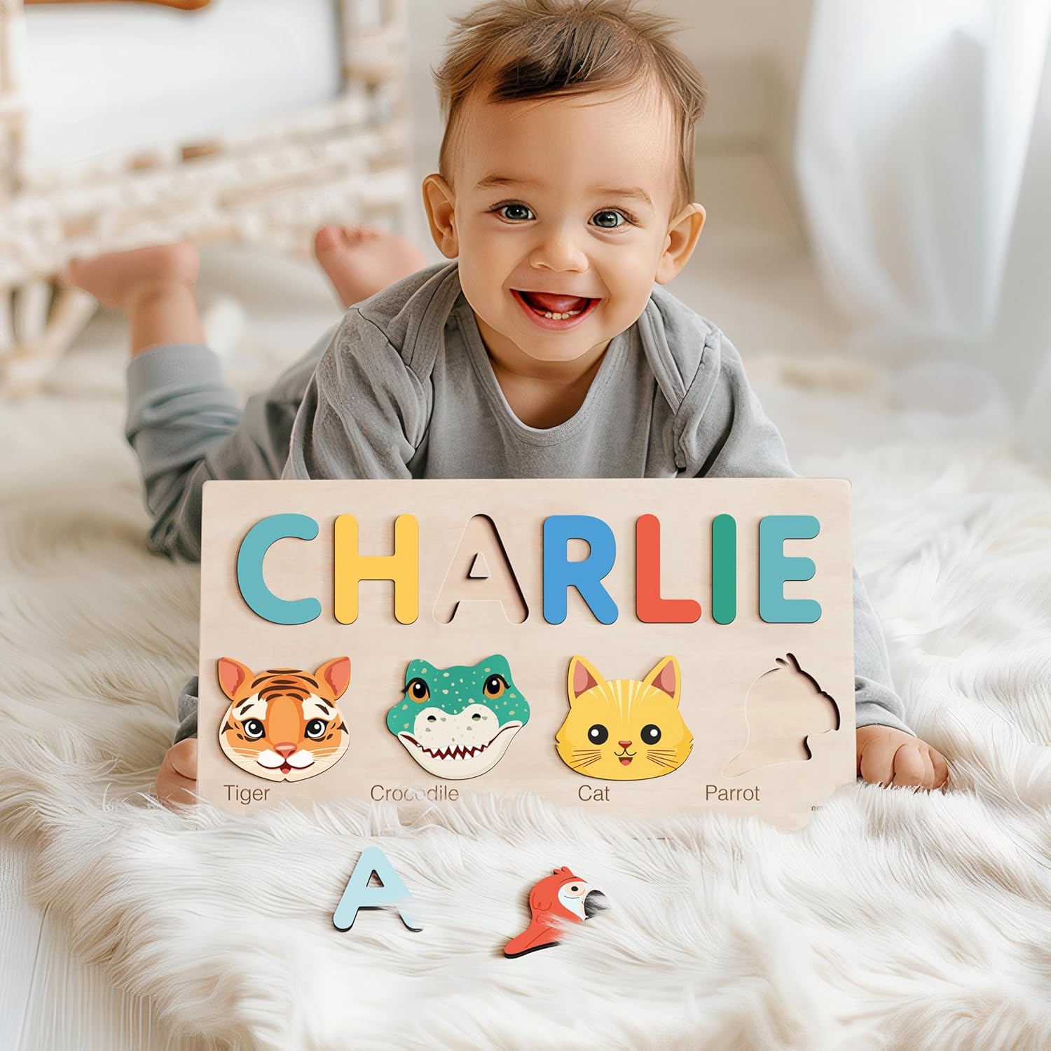 Personalized Wooden Name Puzzle for Toddlers 1
