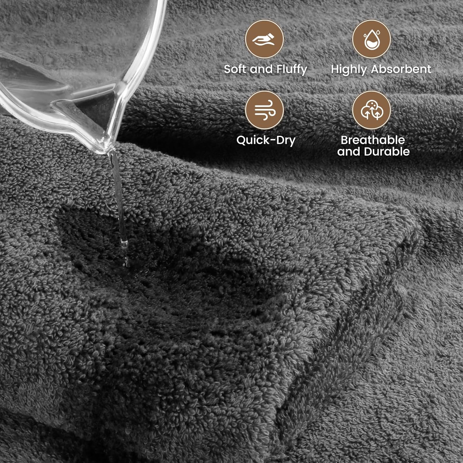 SEMAXE 4-Pack Luxury Bath Towels 55x27 Grey 1