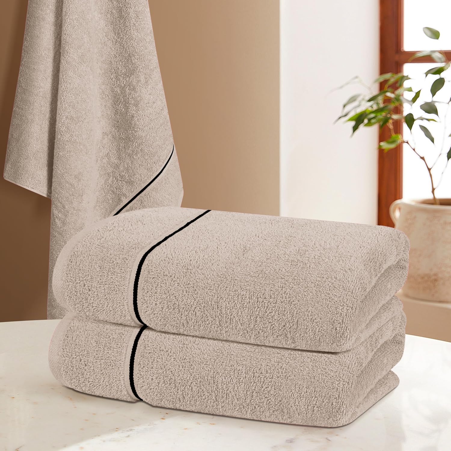 MyOwn Ultra Soft 4 Pack Bath Towel Set - 27x54 Inches Tan