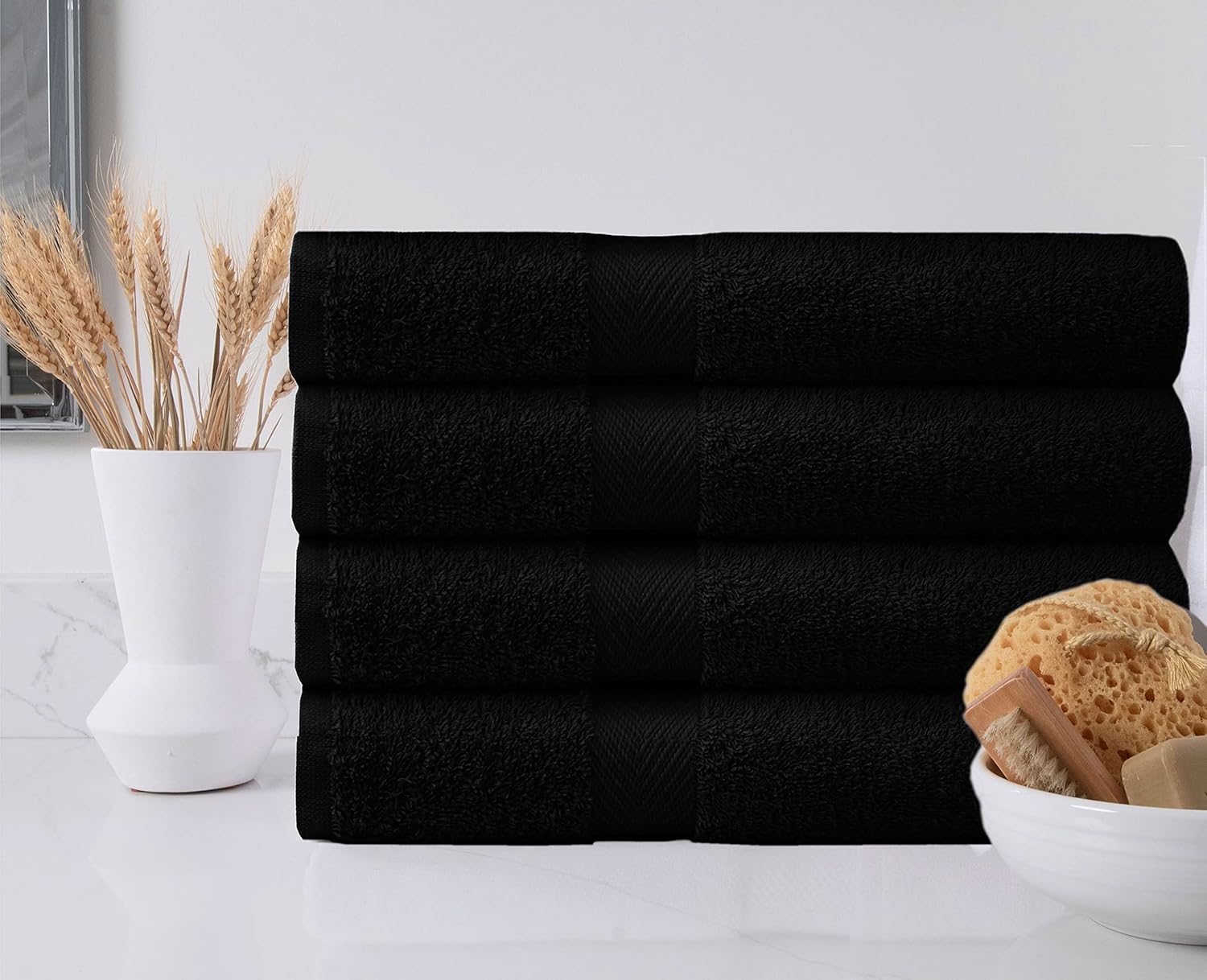 COTTON CRAFT Simplicity Bath Towels Set - 7 Pack Black 1