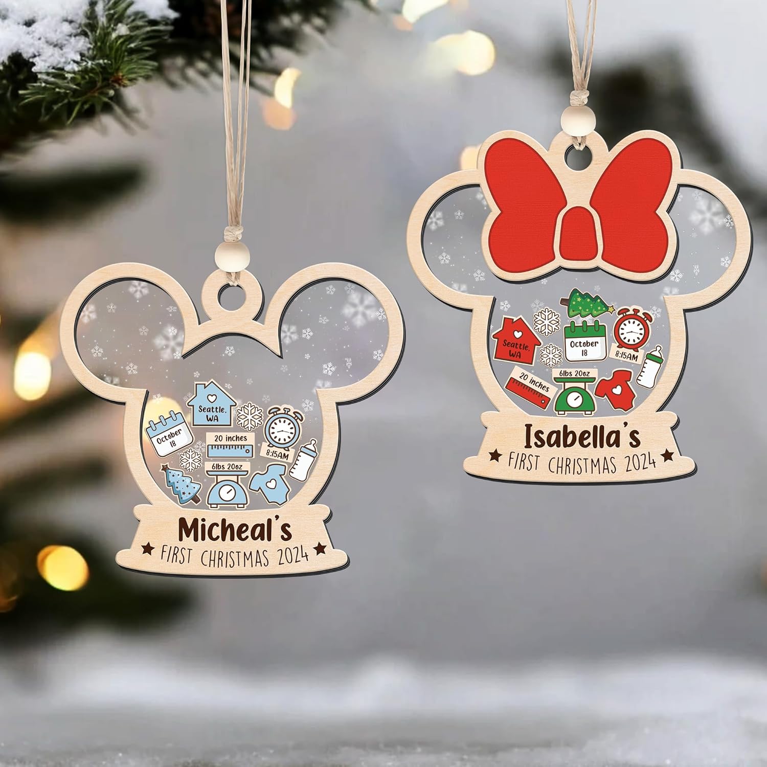 Babys First Christmas Ornament 2024 Personalized
