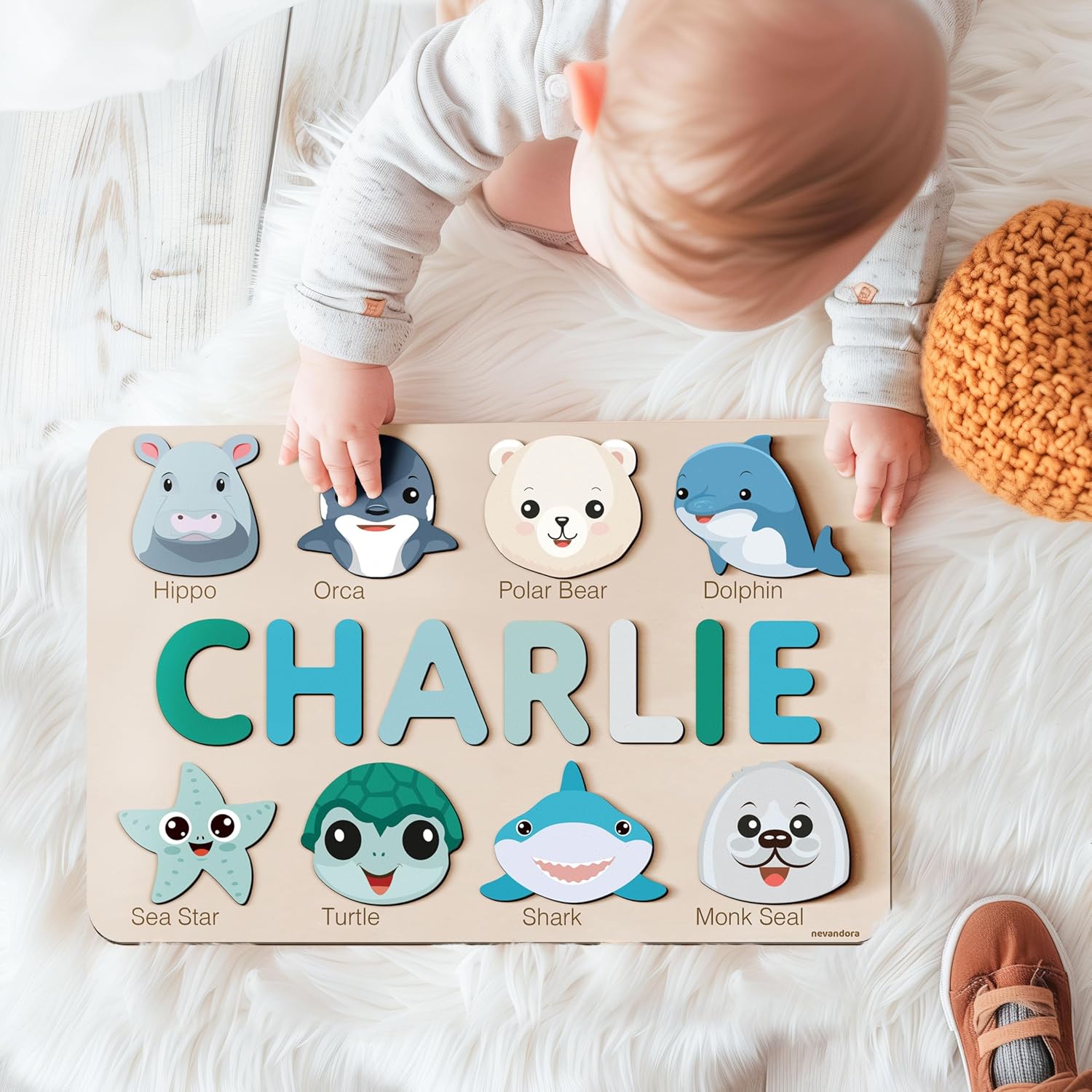 Personalized Wooden Name Puzzle for Baby Handmade and Safe