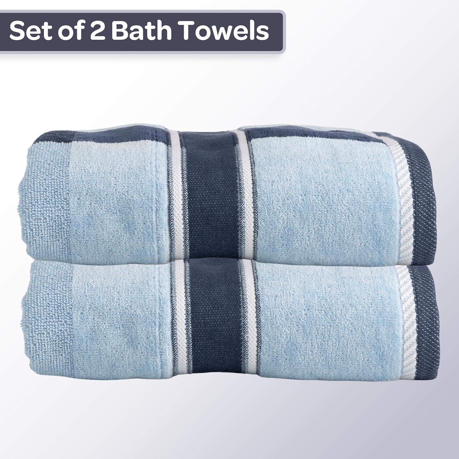 Lavish Home 2-Piece Bath Towel Set - Navy