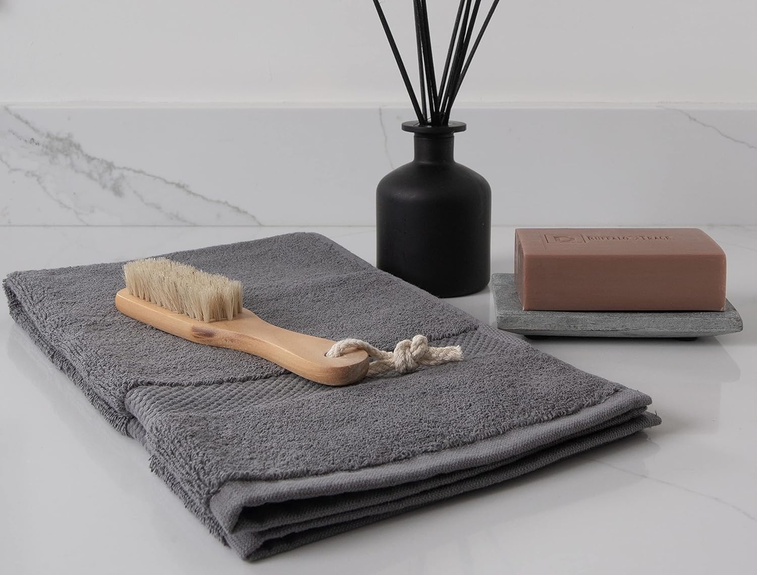 COTTON CRAFT Hotel Spa Luxury Hand Towel Set - 6 Pack - Grey