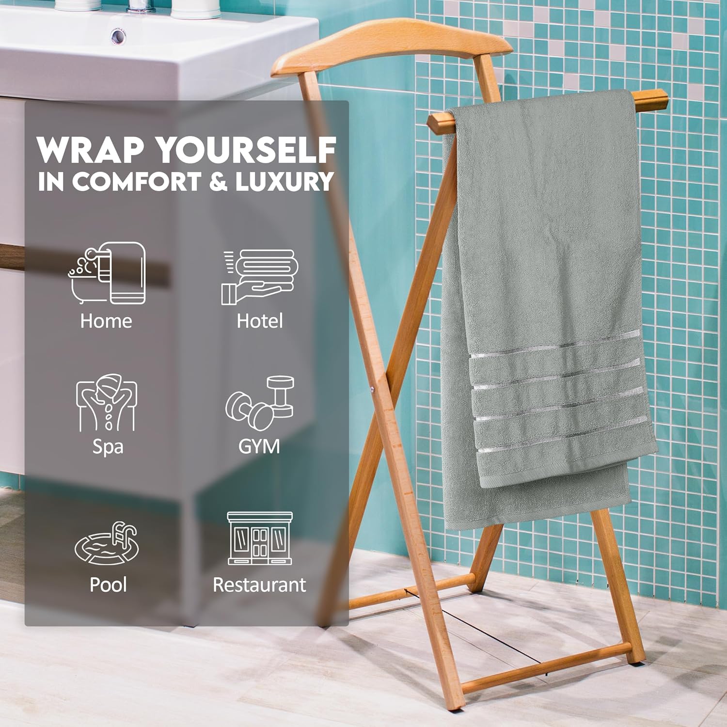Utopia Towels 4 Pack Cool Grey Bath Towels