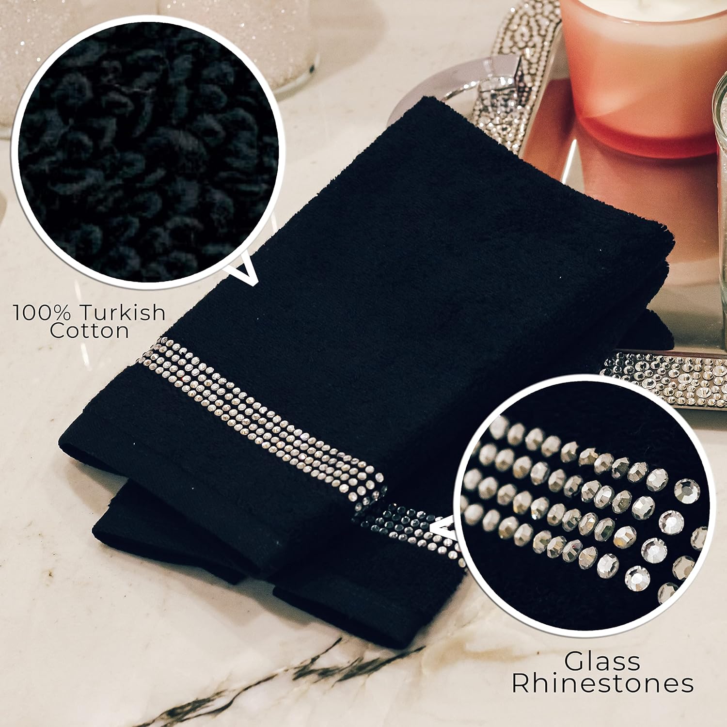 Sparkles Home Atlas 3-Piece Towel Set with Glass Rhinestones 1