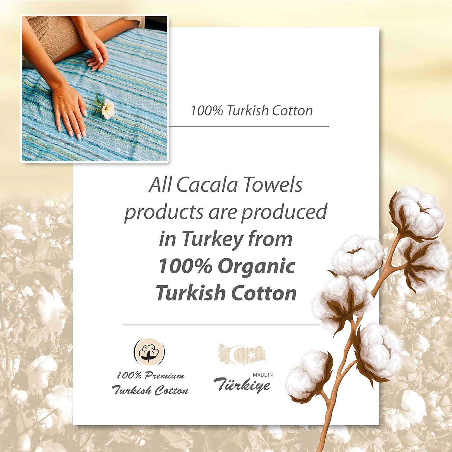CACALA Extra Large Turkish Bath Towels Set of 4 100 Cotton