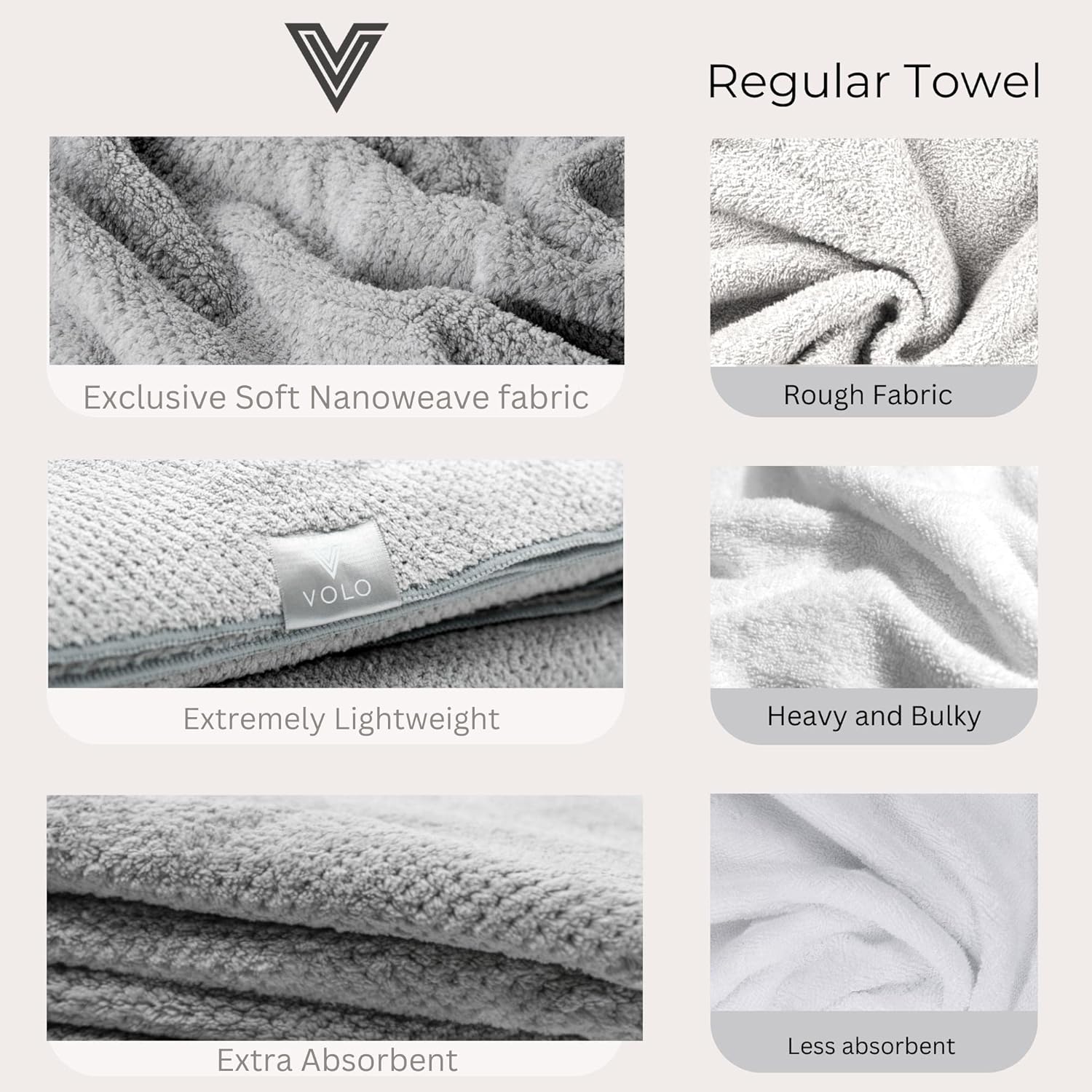 VOLO Hero Body Towel - Luna Gray Luxury Spa Towel 1