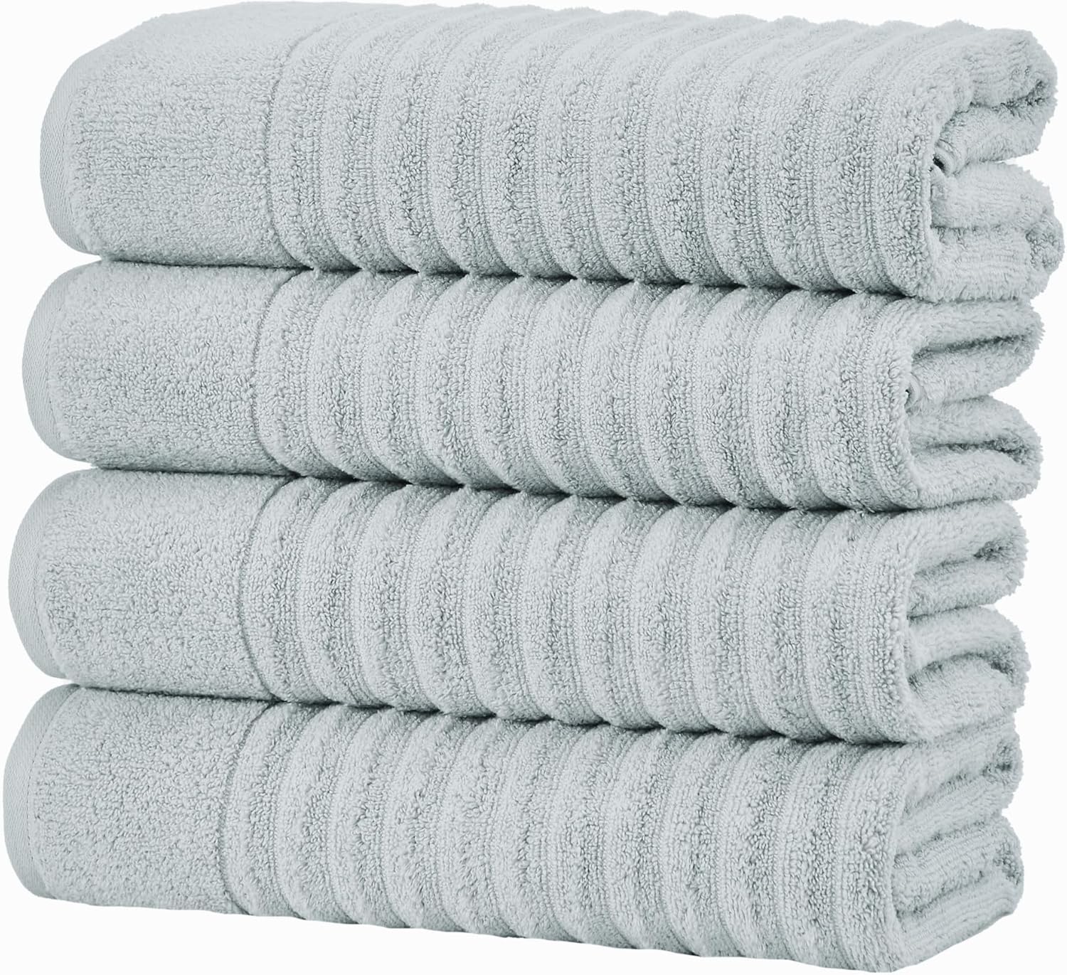 Great Bay Home Grey Bath Towels 4 Pack - 100 Combed Cotton