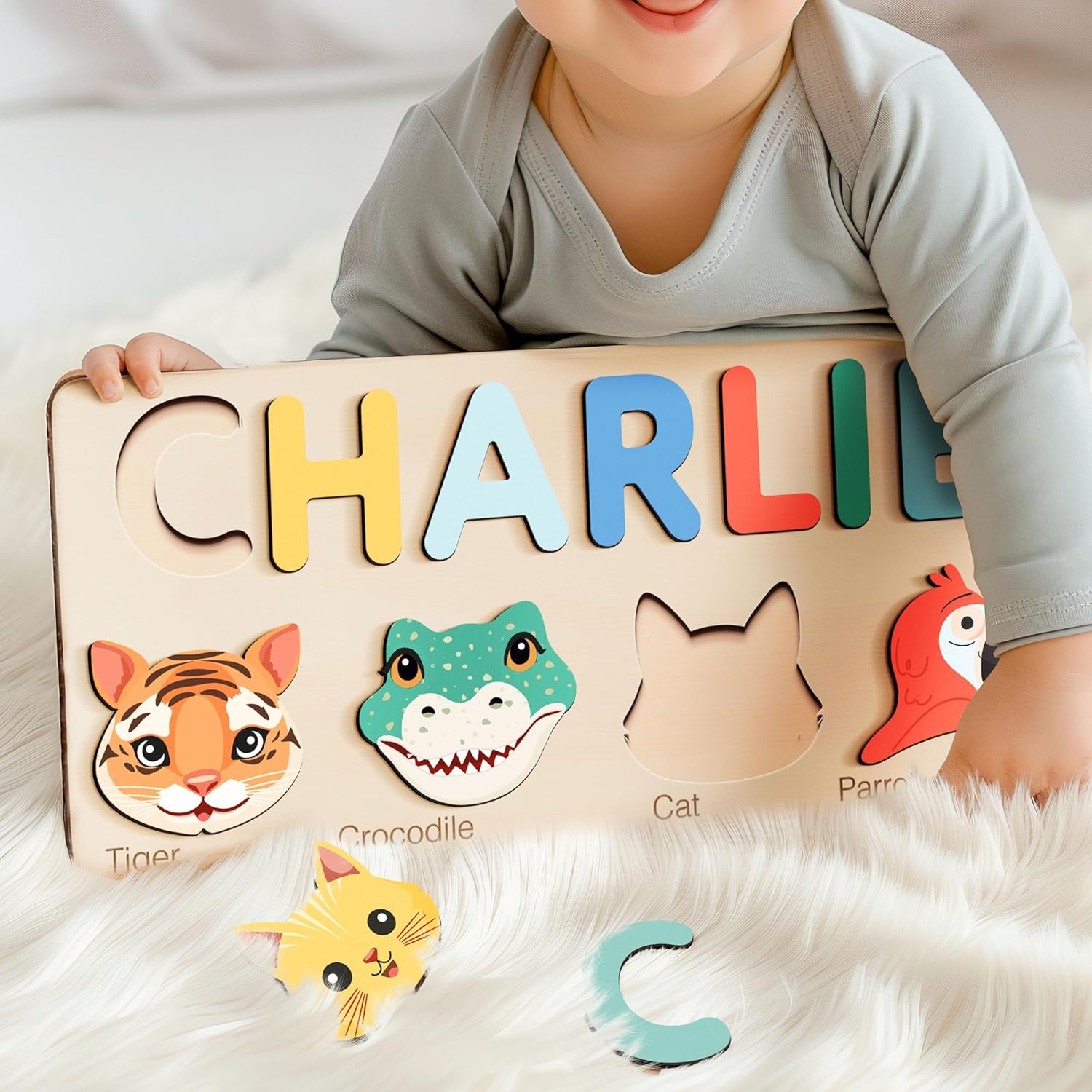 Custom Wooden Name Puzzle for Babies Toddlers