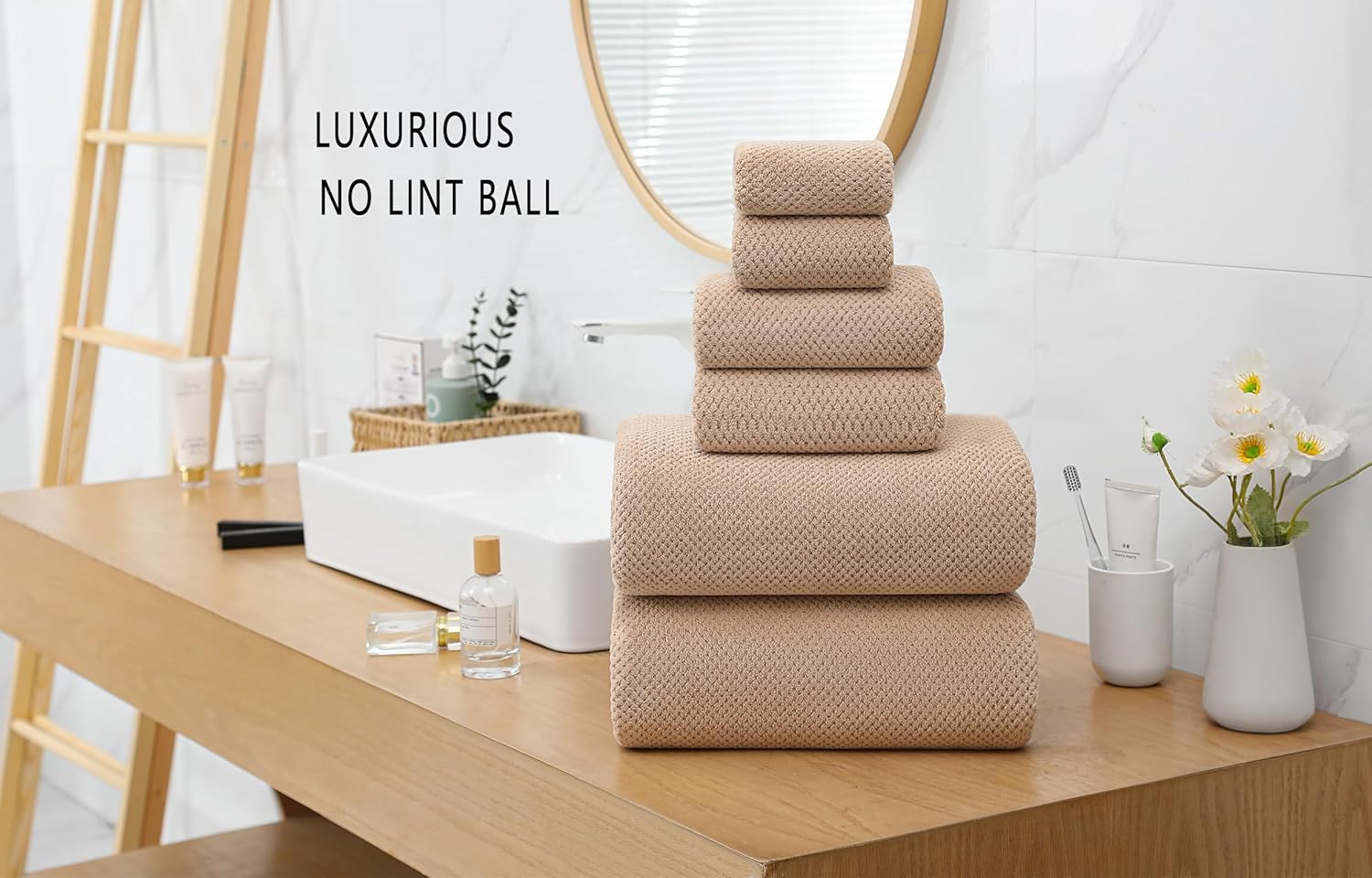 YTYC Oversized Bath Towels 39x78 Inch Beige 2 Piece