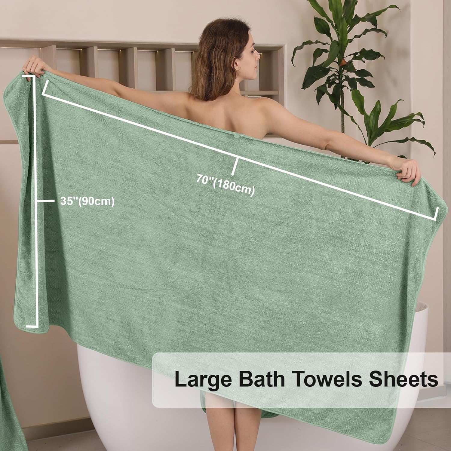 CHINO Light Green Bath Towel Set of 4