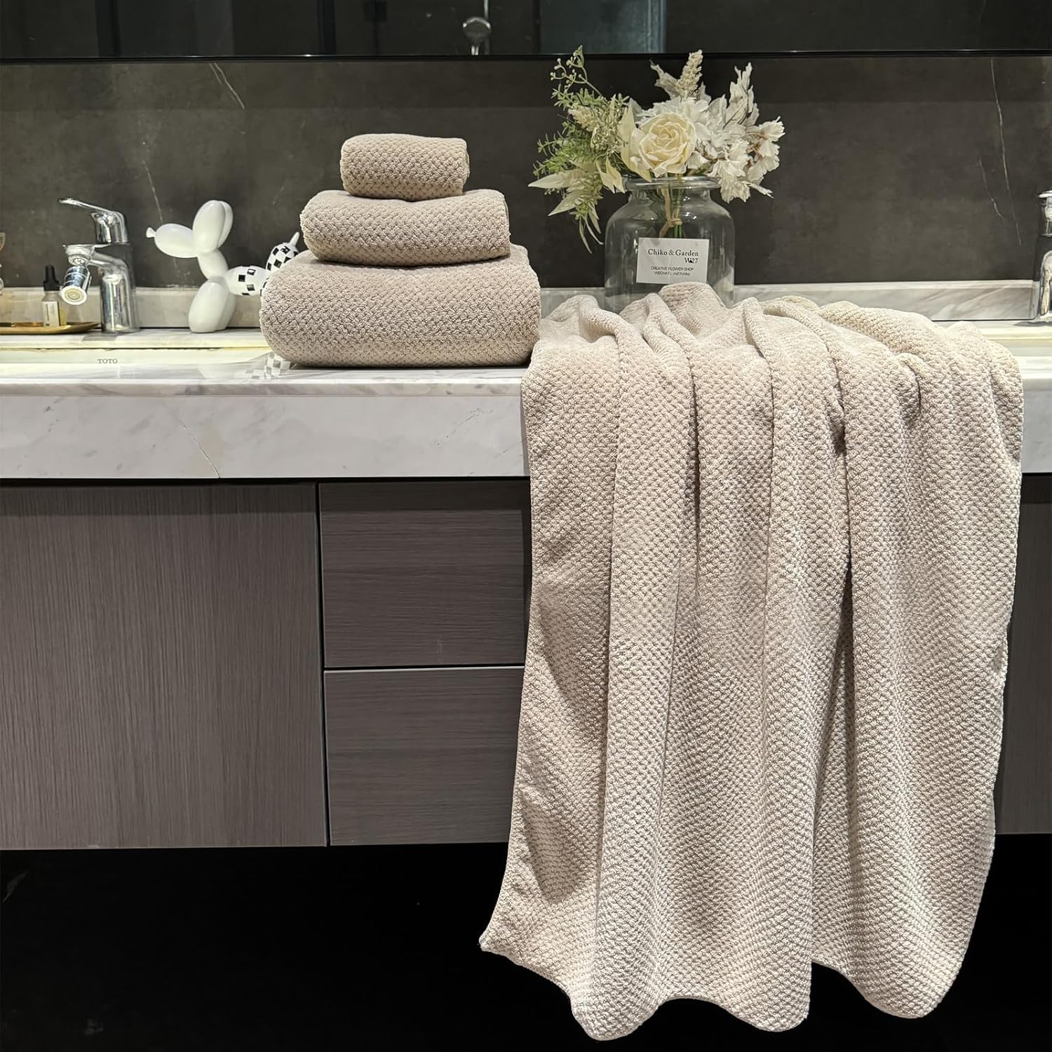 HVMS Extra Large Microfiber Bath Towel Set 6 Piece