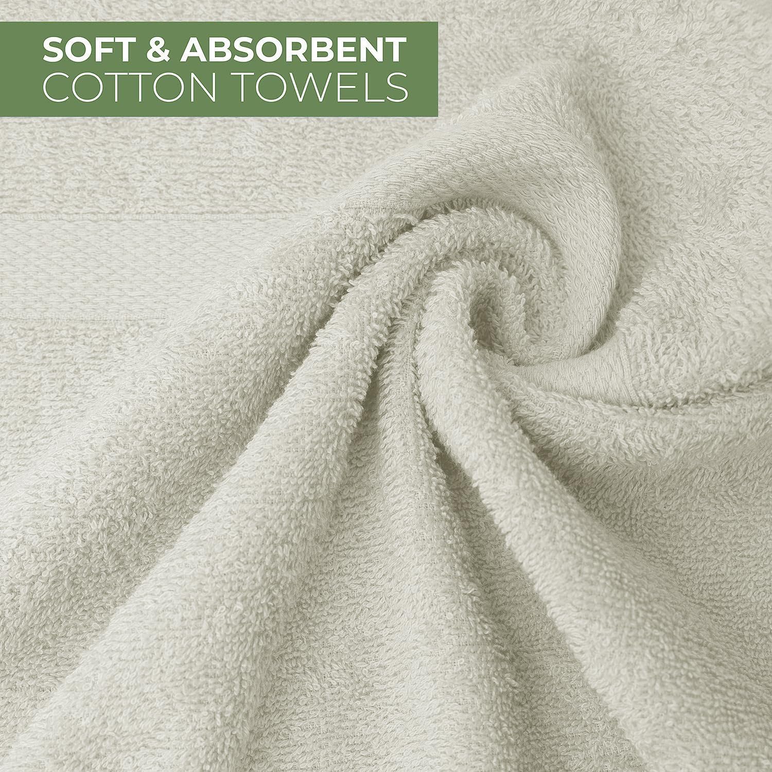 ARC HOME 100 Cotton Bath Towels Pack of 6 - 24x48 Inches
