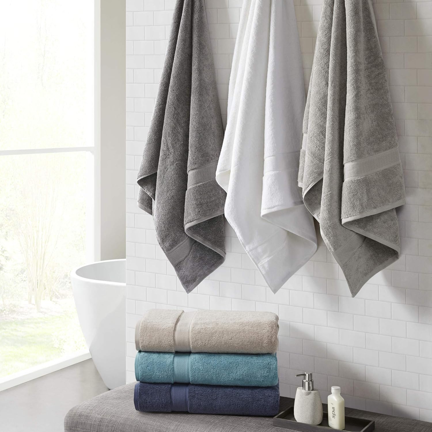 Madison Park 800GSM Bath Towel Set 2 Pack Grey 1