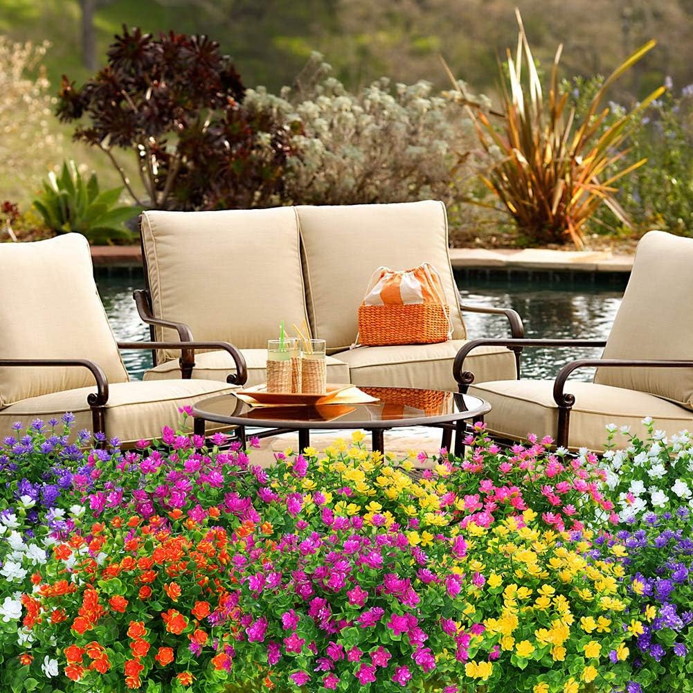 KLEMOO 8 Bundles UV Resistant Artificial Boxwood Shrubs
