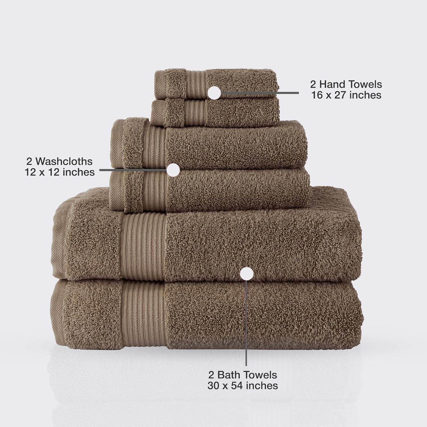 Classic Turkish Towels CTT - 6 Piece Luxury Set 100 Turkish Cotton