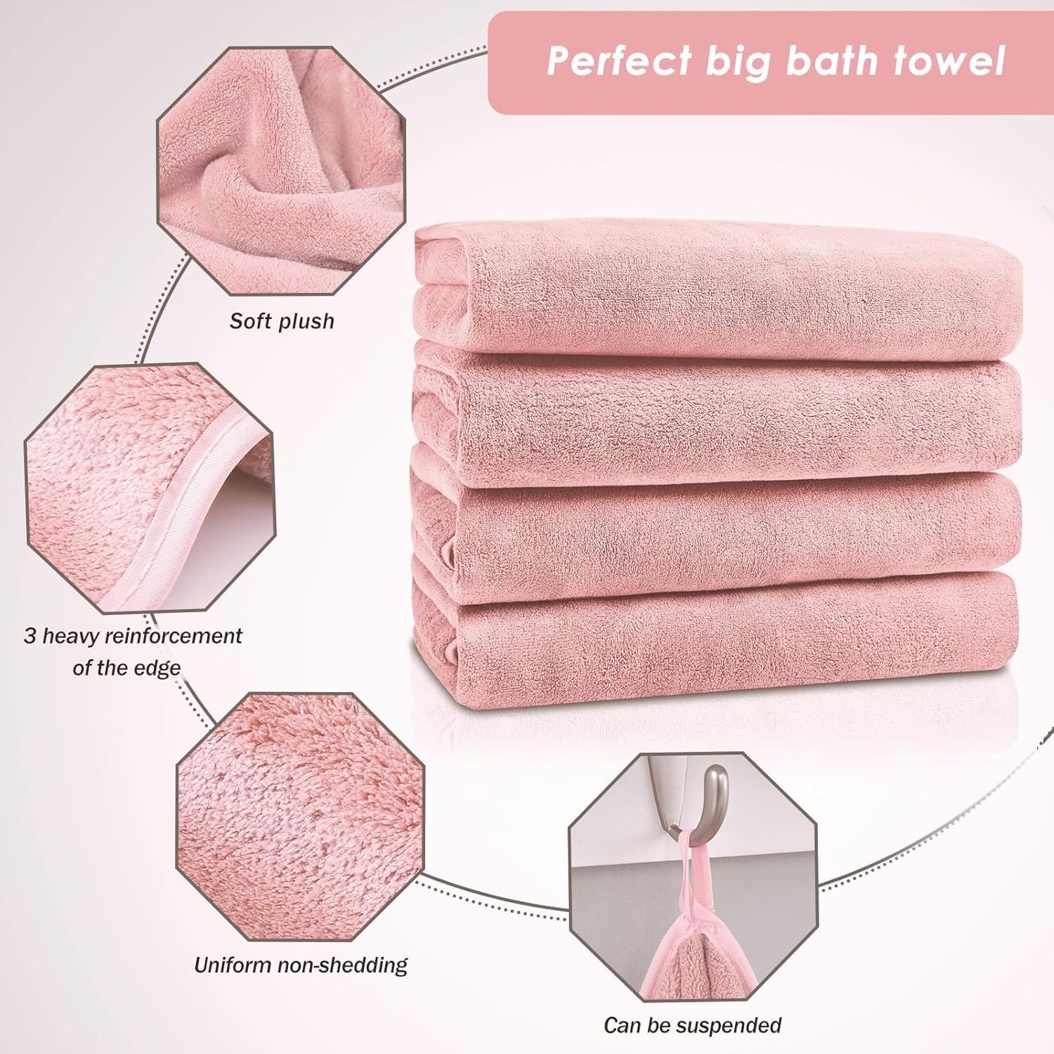 GraceAier Ultra Soft Bath Towels 4 Pack