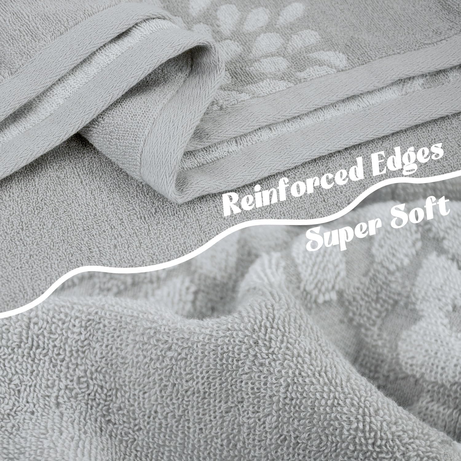 Light Grey Bath Towels Set of 2 - Soft Quick Dry 55 x 28
