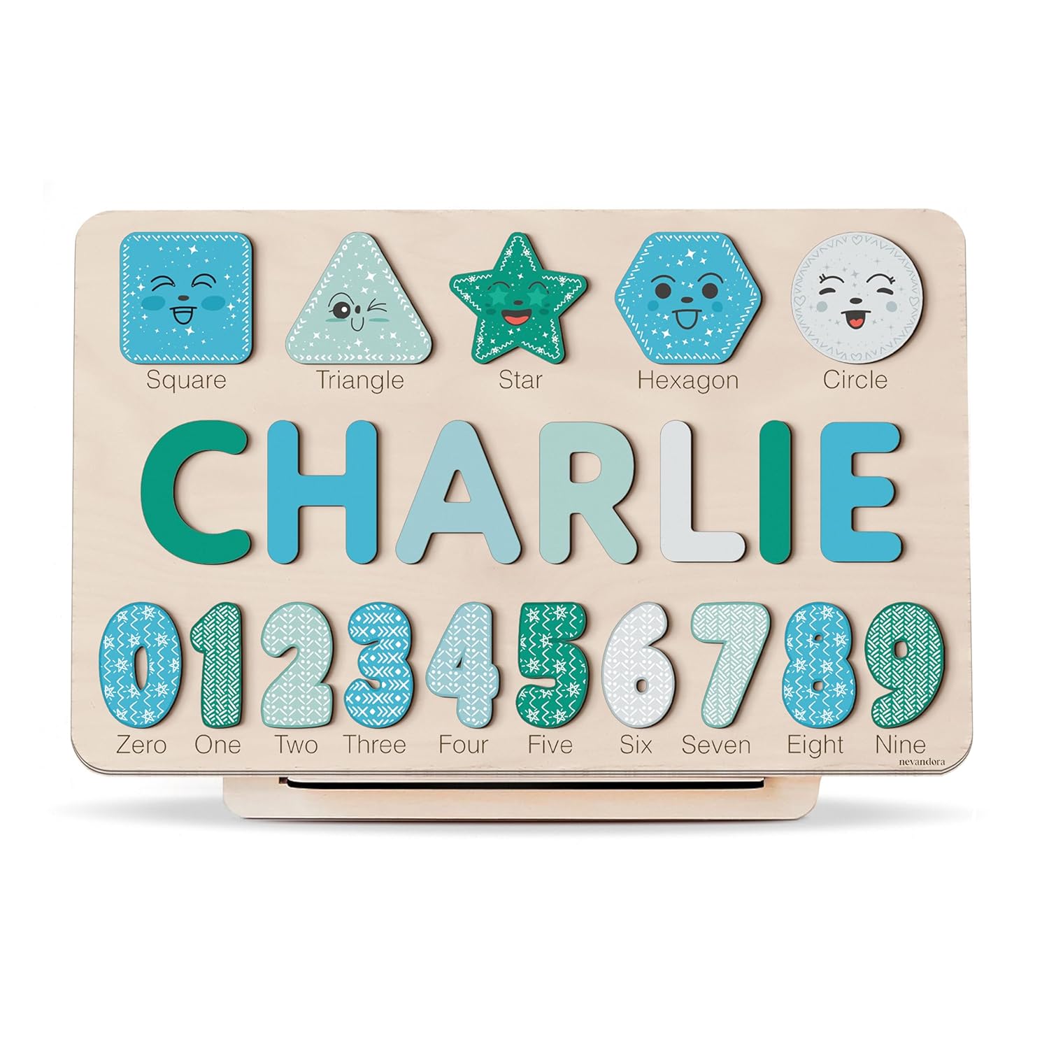 Nevandora Personalized Wooden Name Puzzle for Baby Girls and Boys