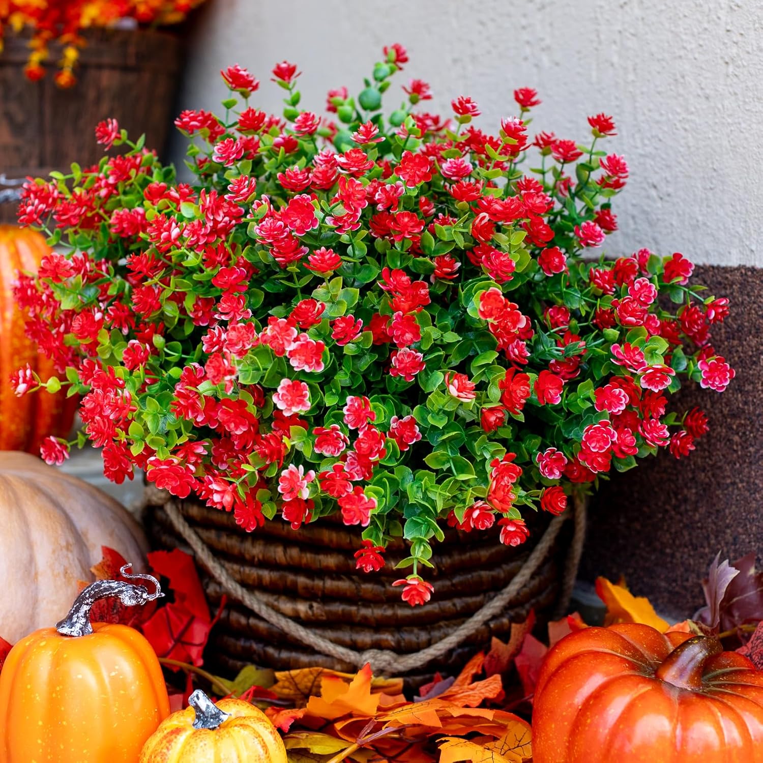 AXYLEX Artificial Flowers Outdoor Red 12 PCS Set