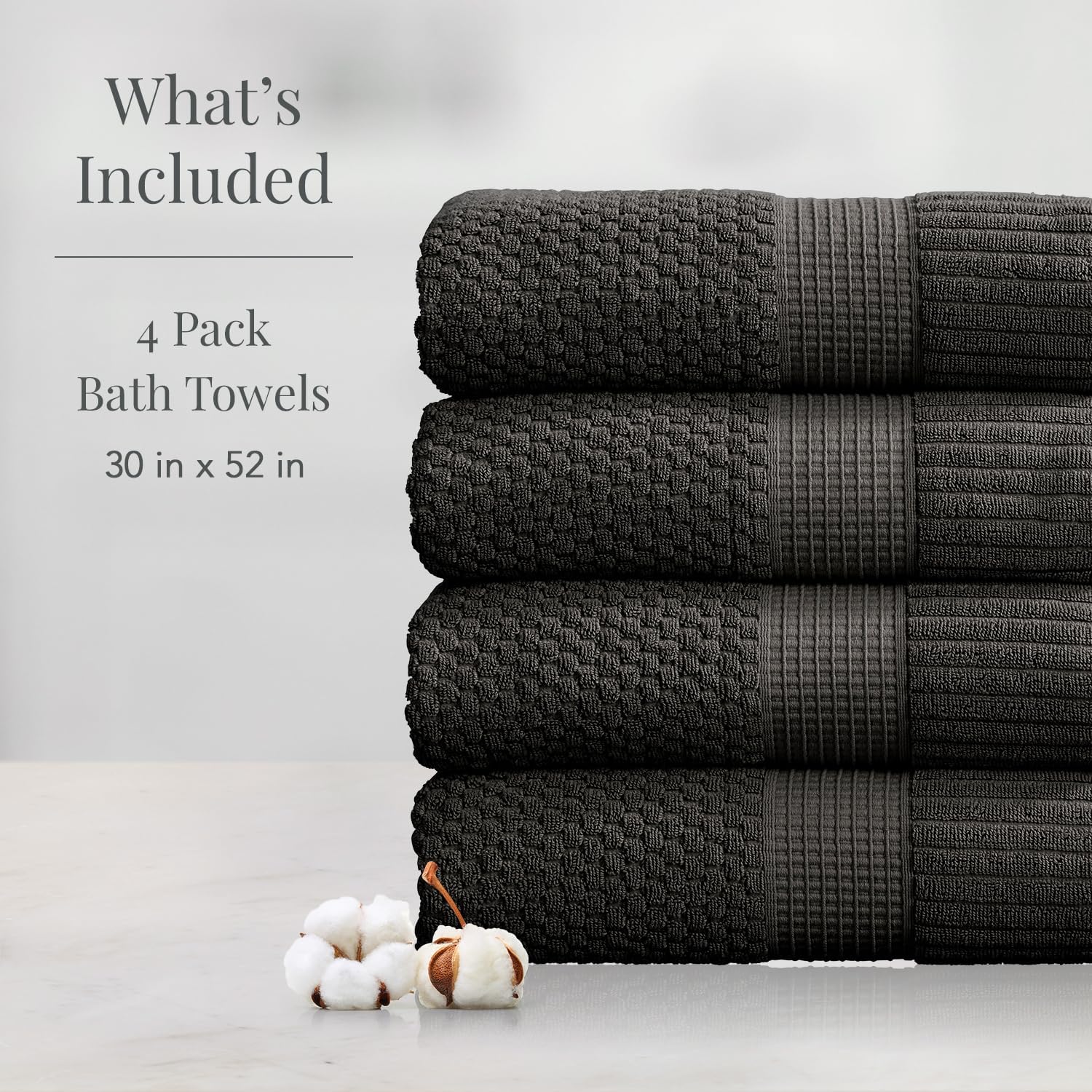 NY Loft 100 Cotton Bath Towel Set 4 Pack