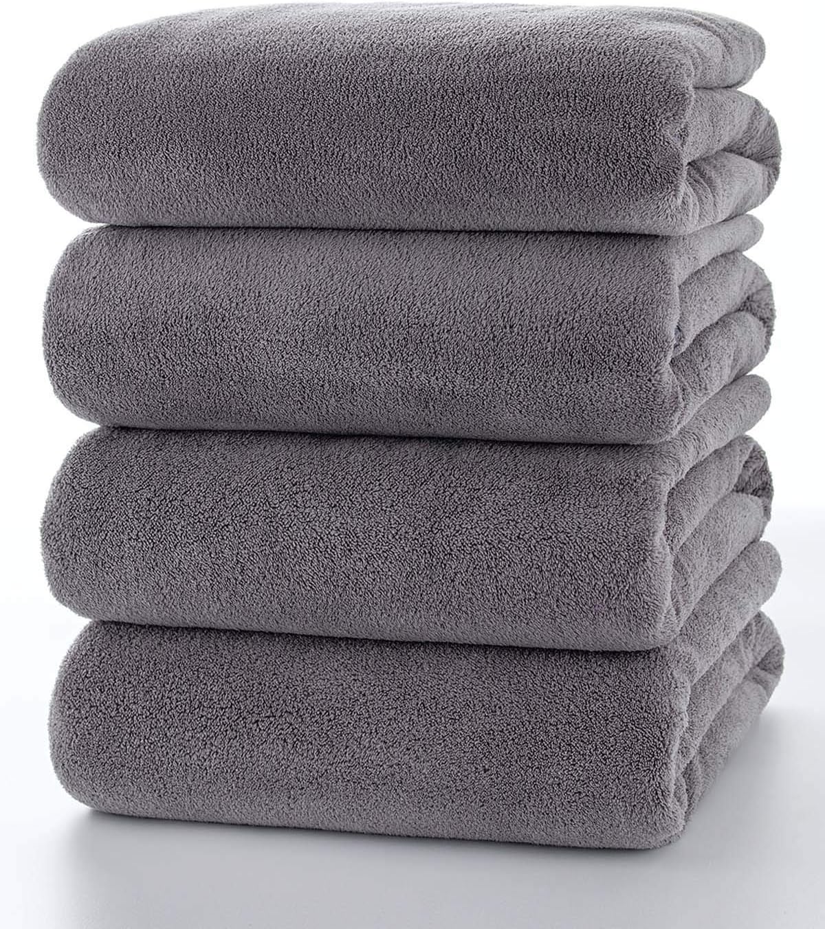 Lumimi 4-Piece Dark Grey Microfiber Bath Towel Set