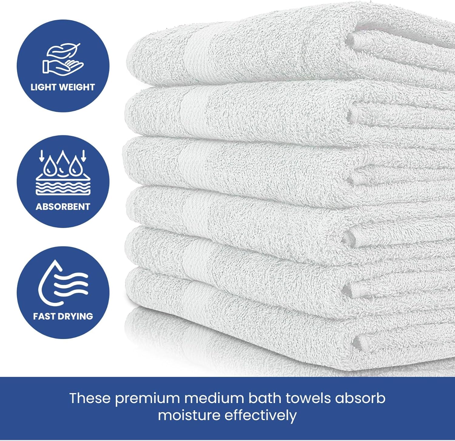 Linteum Textile Supply White Bath Towel Set of 6