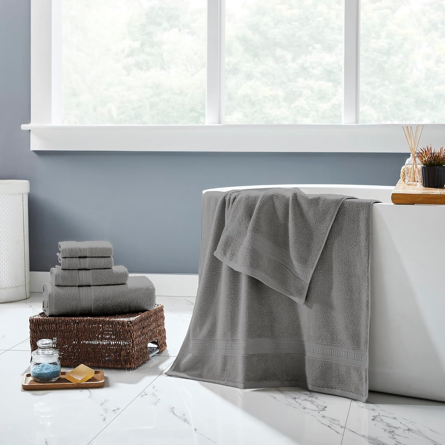 Modern Threads 6-Piece Bamboo Cotton Blend Towel Set - Gray