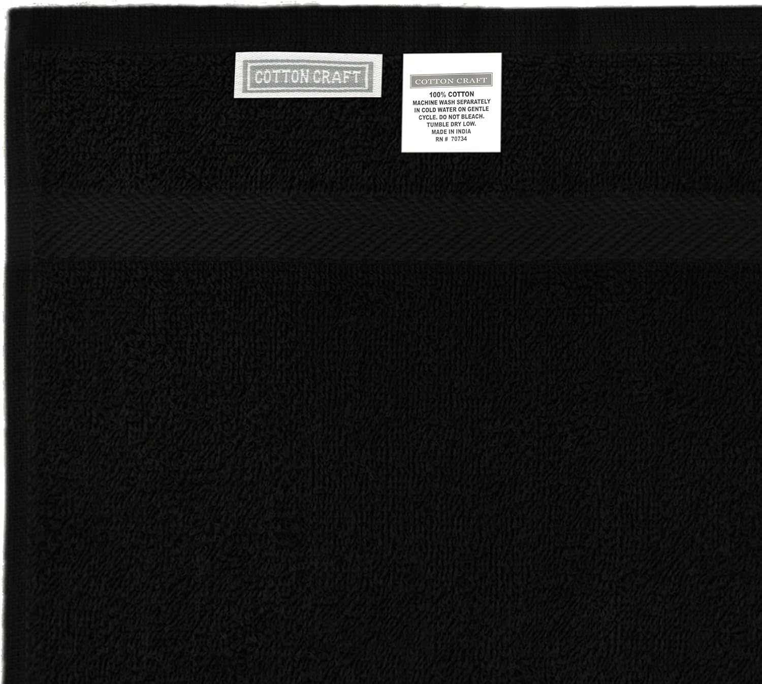 COTTON CRAFT Simplicity Bath Towels Set - 7 Pack Black 1