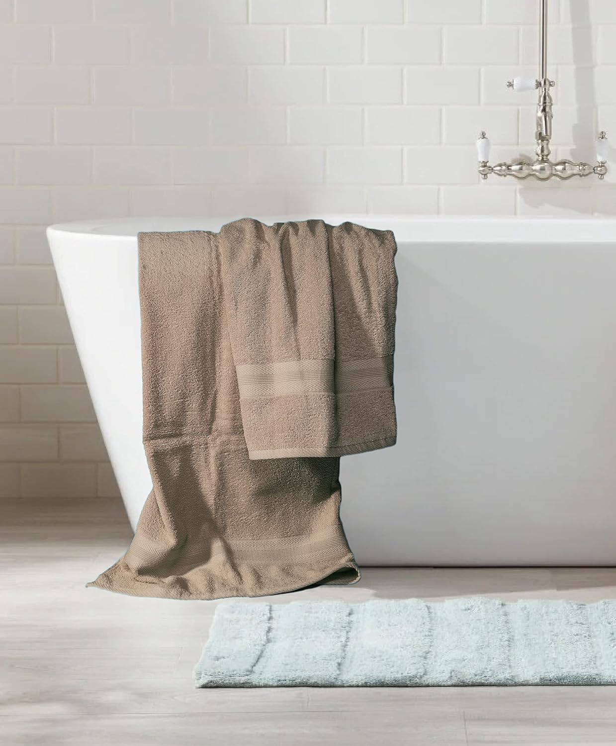 BOUTIQUO 8-Piece Towel Set - Hotel Spa Quality Tan