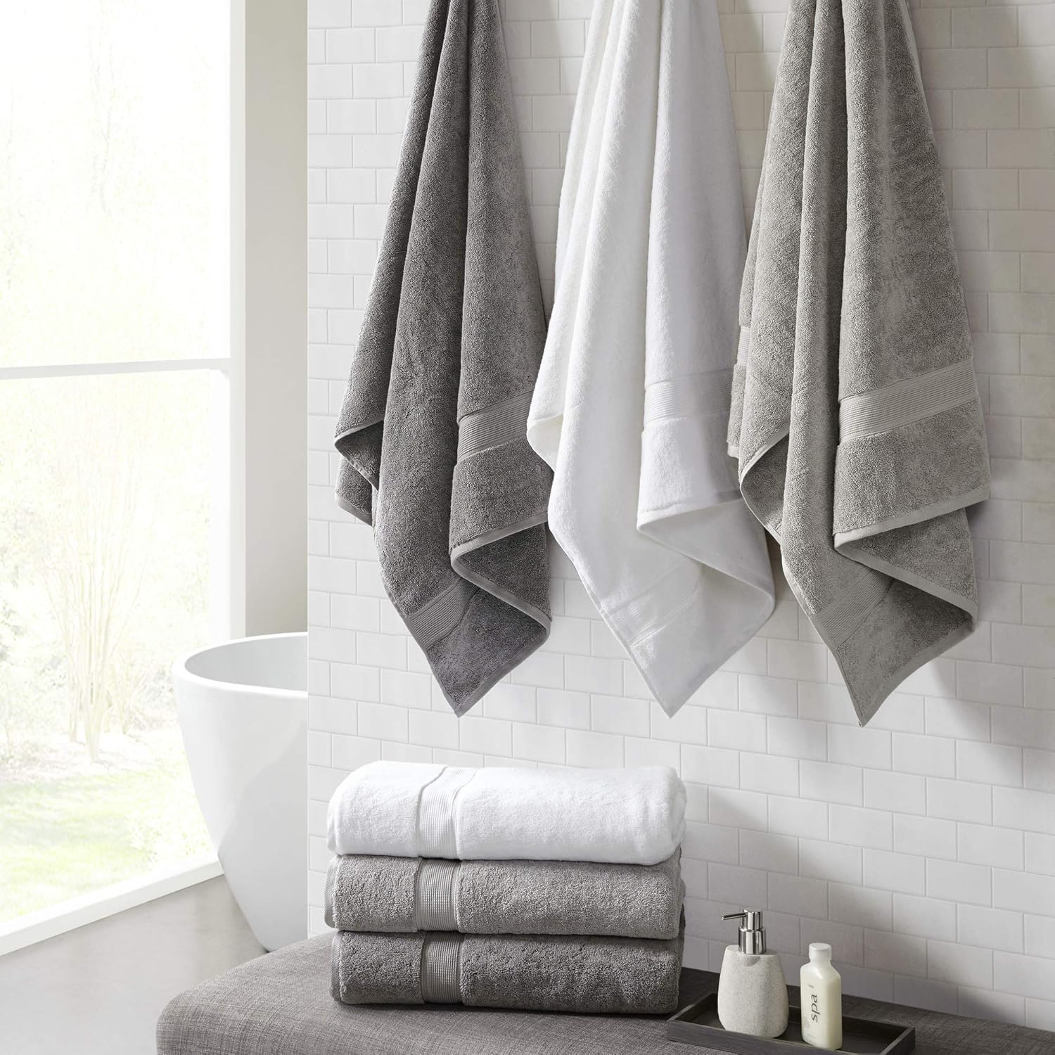 Madison Park 800GSM Bath Towel Set 2 Pack Grey 1