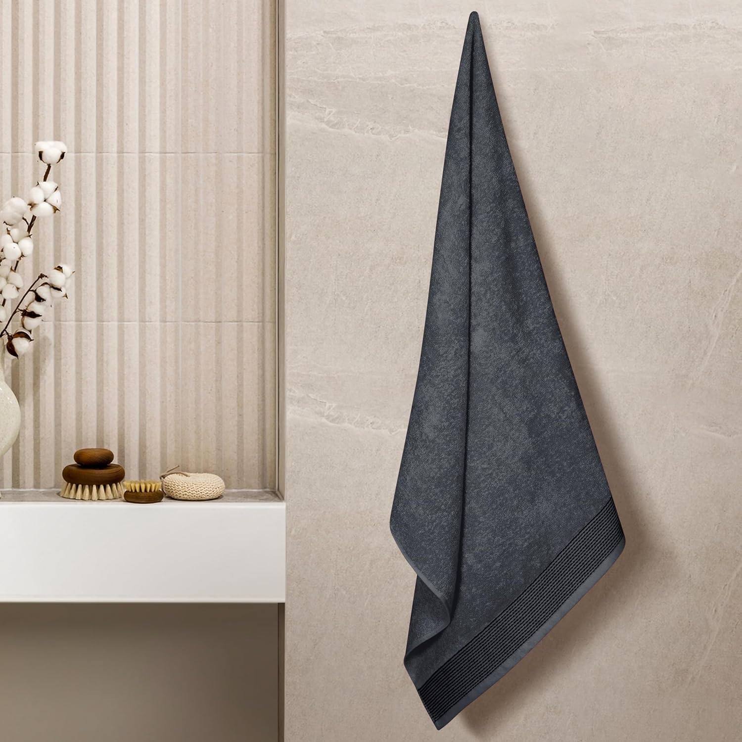 Belizzi Home 4 Pack Oversized Bath Towels 27x54 Inches Charcoal Grey