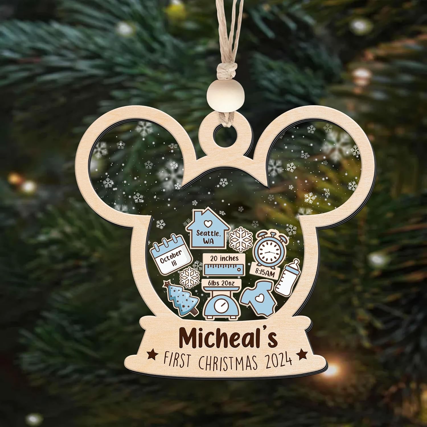 Babys First Christmas Ornament 2024 Personalized