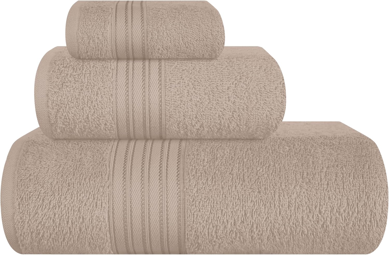 BOUTIQUO Ultra Soft 3 Pack Cotton Towel Set - Tan 1