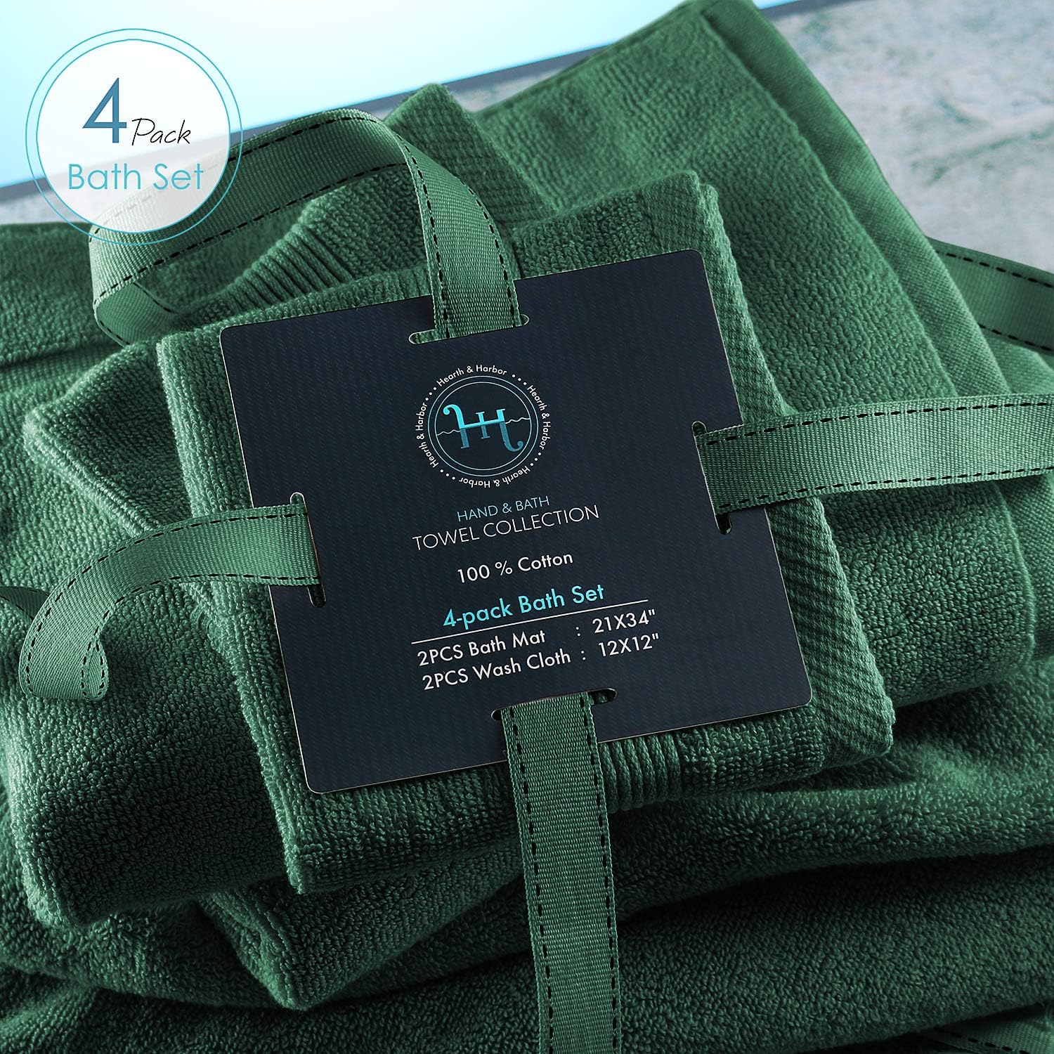 Hearth Harbor Hunter Green Bath Towel Set