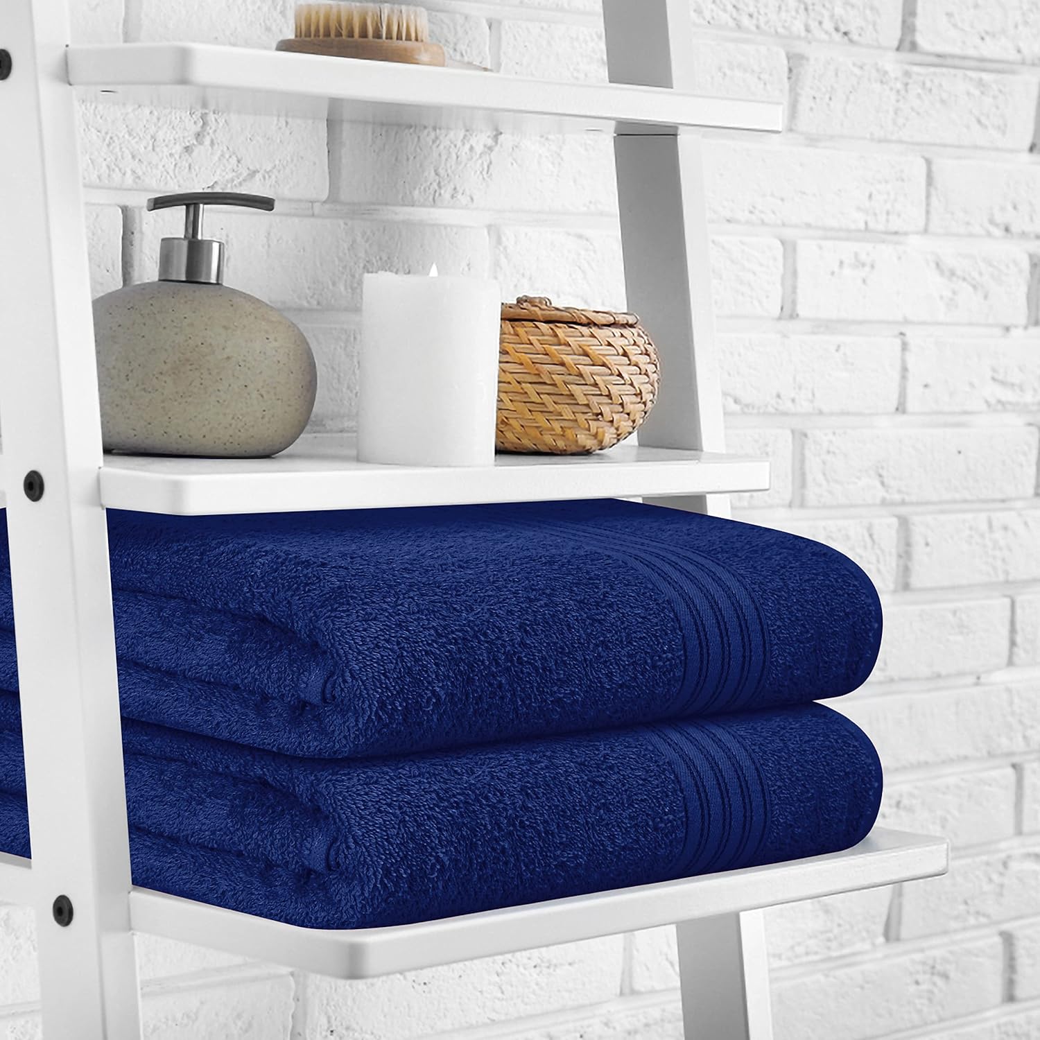 BOUTIQUO 100 Cotton Bath Towel Set 28x55 Navy Blue