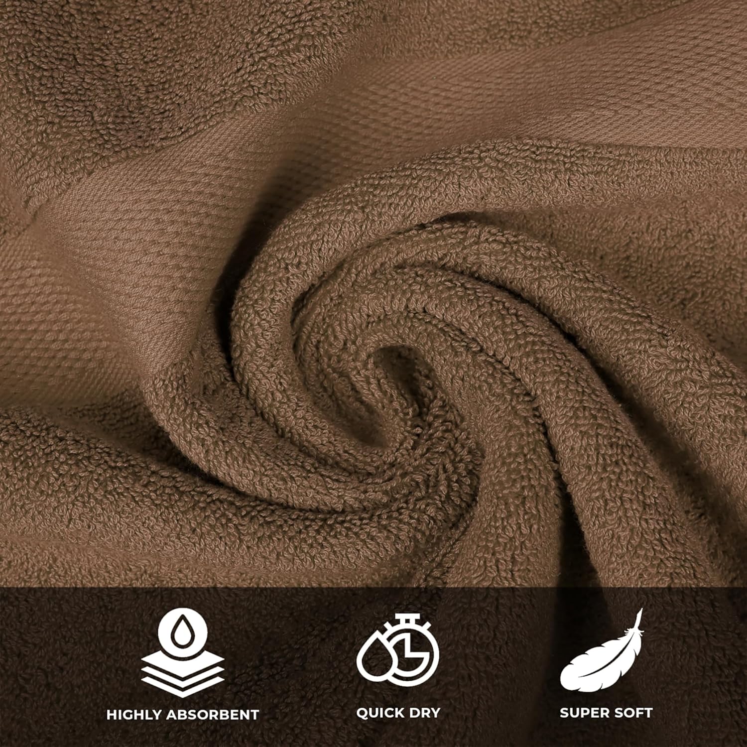 Lenenz 4 Pack Ultra Soft Bath Towels - 27x54 Brown 1