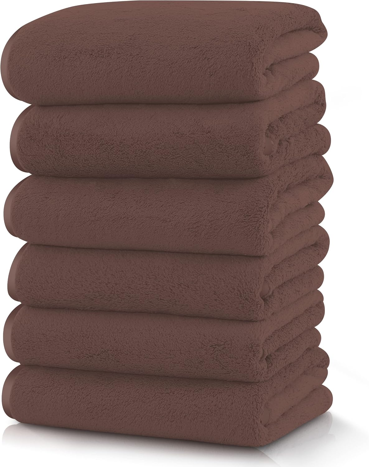 TENSTARS Silk Hemmed Microfiber Bath Towels - 16x28 Inch Set of 6