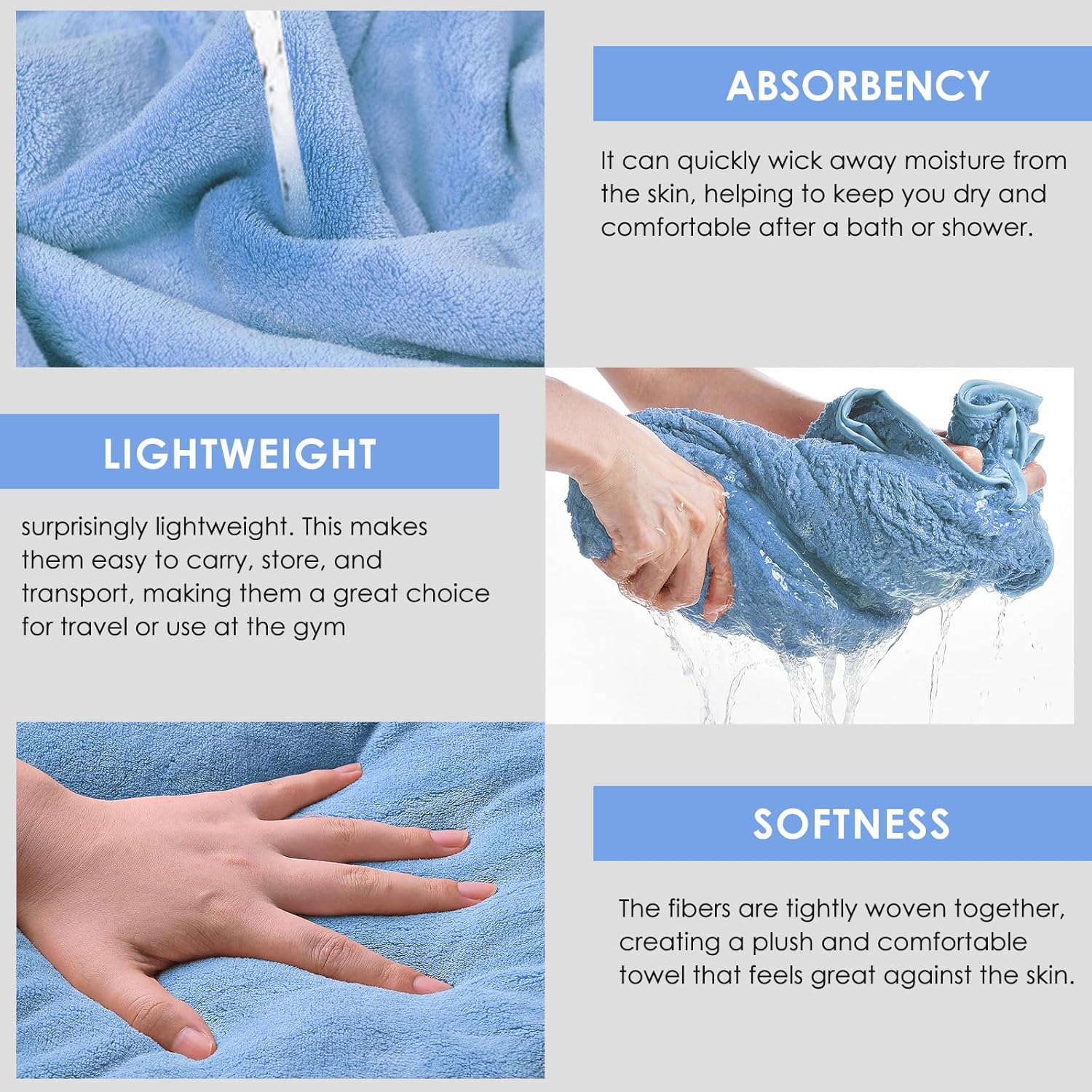 GraceAier Ultra Soft Bath Towels 4 Pack 1