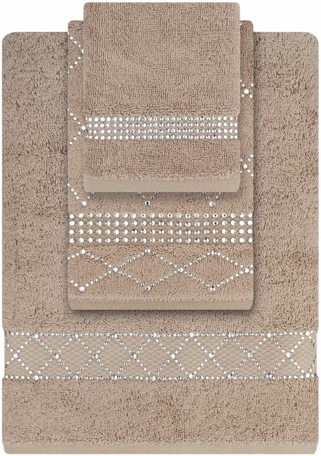 Sparkles Home Atlas 3-Piece Towel Set with Glass Rhinestones 1