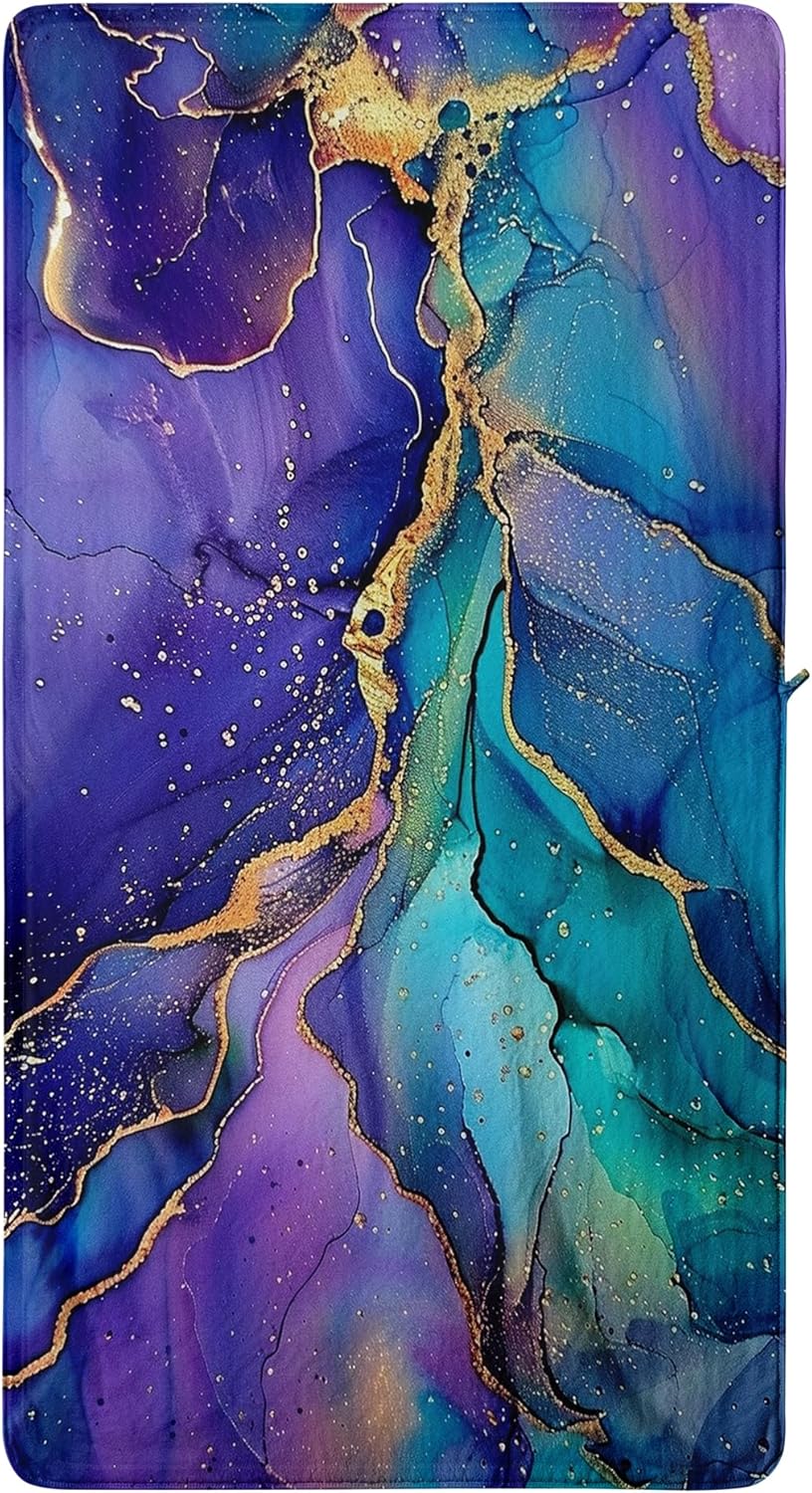 GAIIIIYOU Purple Blue Marble Bath Towel